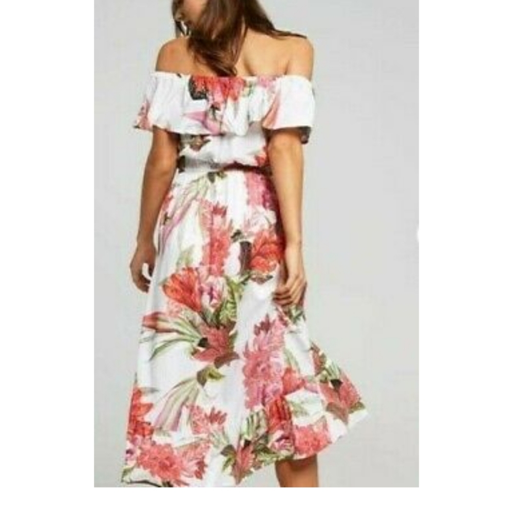 Portmans Stella off shoulder floral print white and red dress - Picture 5 of 6